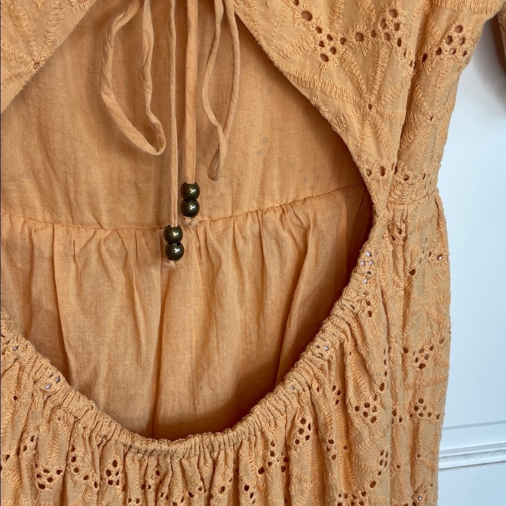 Harni Women’s Mae Embroidered Eyelet Midi Dress Sz M Boho Prairie Peasant - Picture 11 of 15